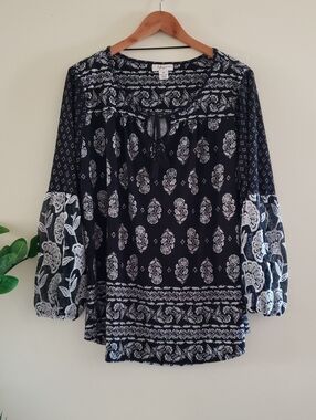 Style & Co. PLUS Embroidered Balloon Sleeve Tunic - 2X ( EUC)